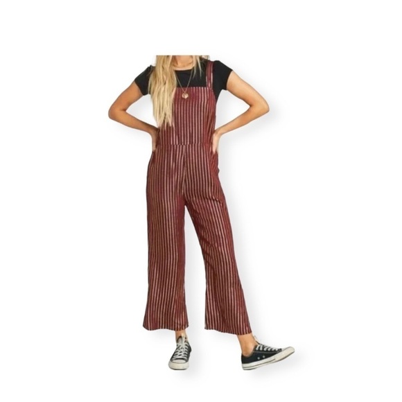 Show Me Your Mumu Yvonne Jumpsuit Maroon and Gold Stripe Size Large. - Picture 1 of 14